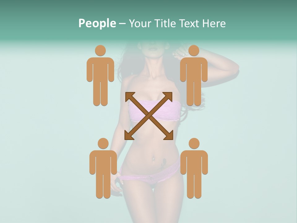 Hot Fitness Long Brown Hair PowerPoint Template