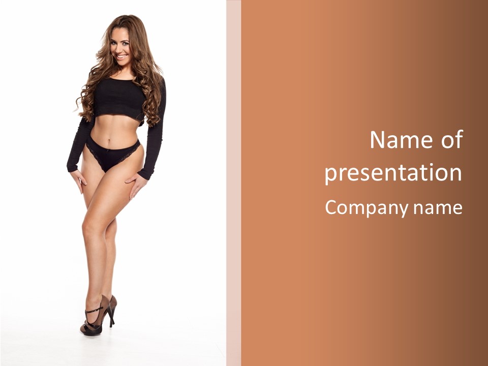 Flirty White Full Length Shot PowerPoint Template