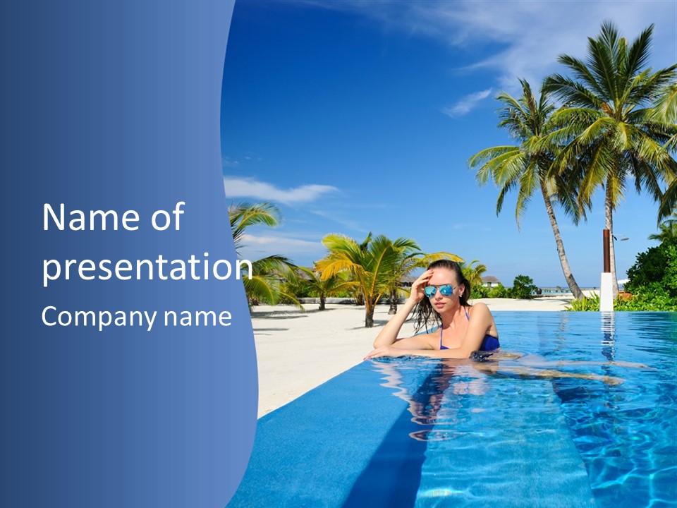 Sunbath Blue Poolside PowerPoint Template