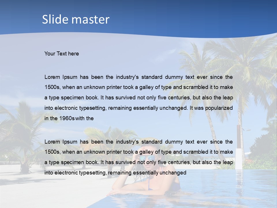 Sunbath Blue Poolside PowerPoint Template