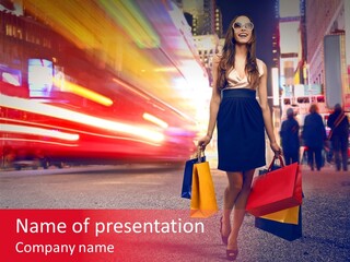 Girl New York Caucasian PowerPoint Template