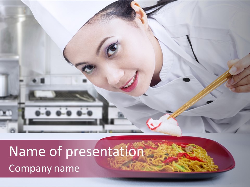 Holding Chinese Noodle PowerPoint Template