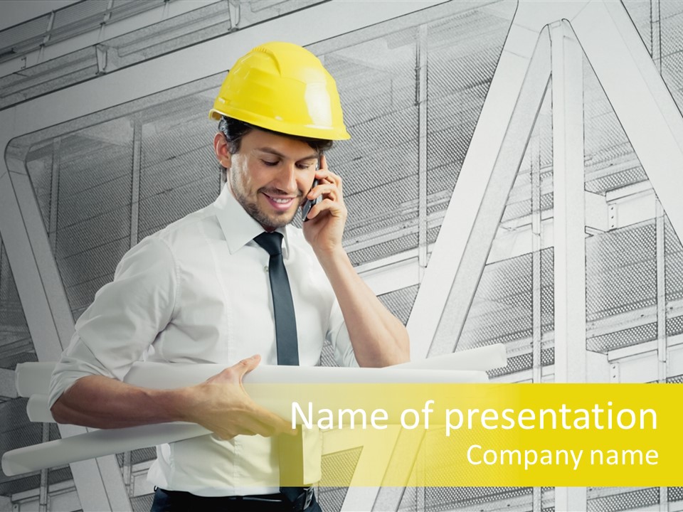 Building Industry Building Project Hardhat PowerPoint Template