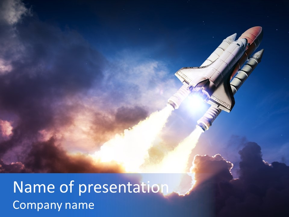 Spaceship Sunset Propulsion PowerPoint Template