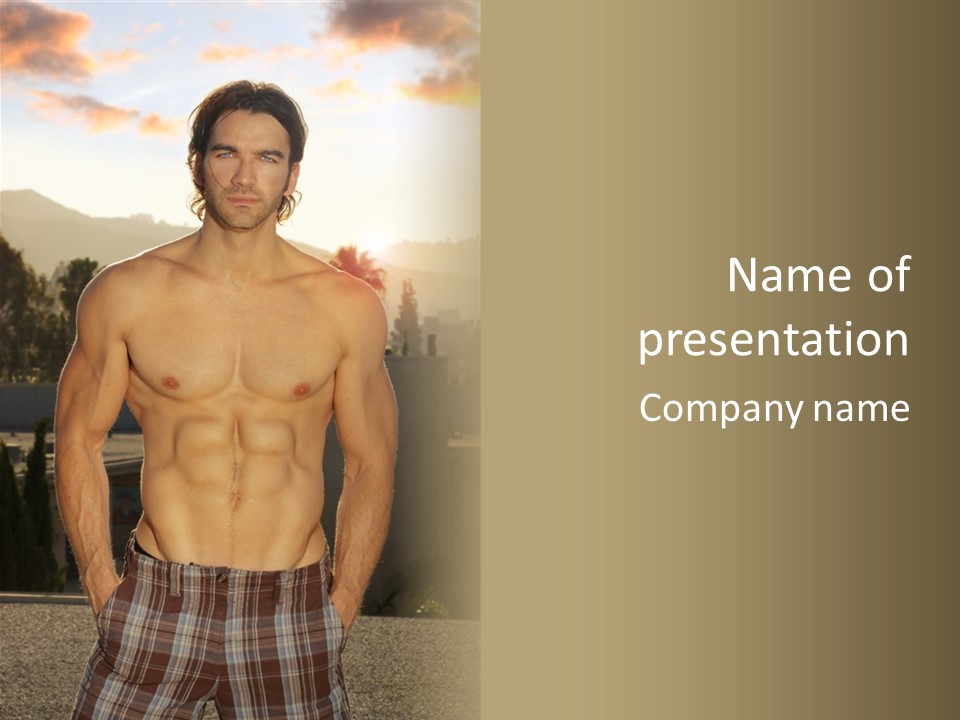 Masculine Pecs Lifestyle PowerPoint Template