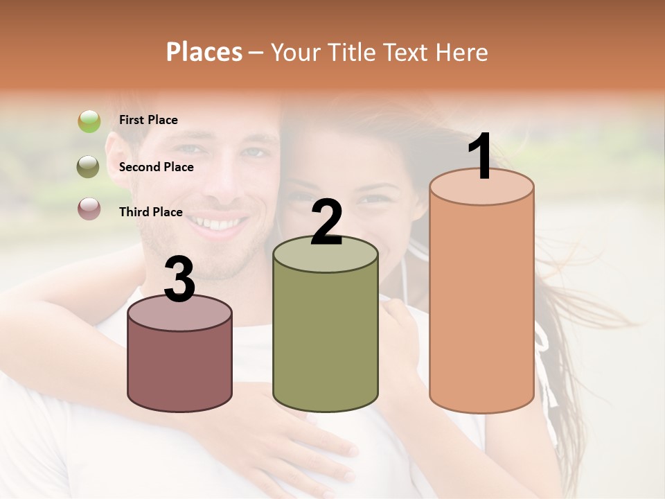 Young Couple Smiling Happy Portrait PowerPoint Template