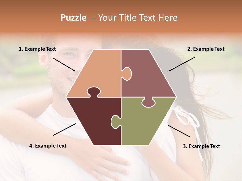 Young Couple Smiling Happy Portrait PowerPoint Template