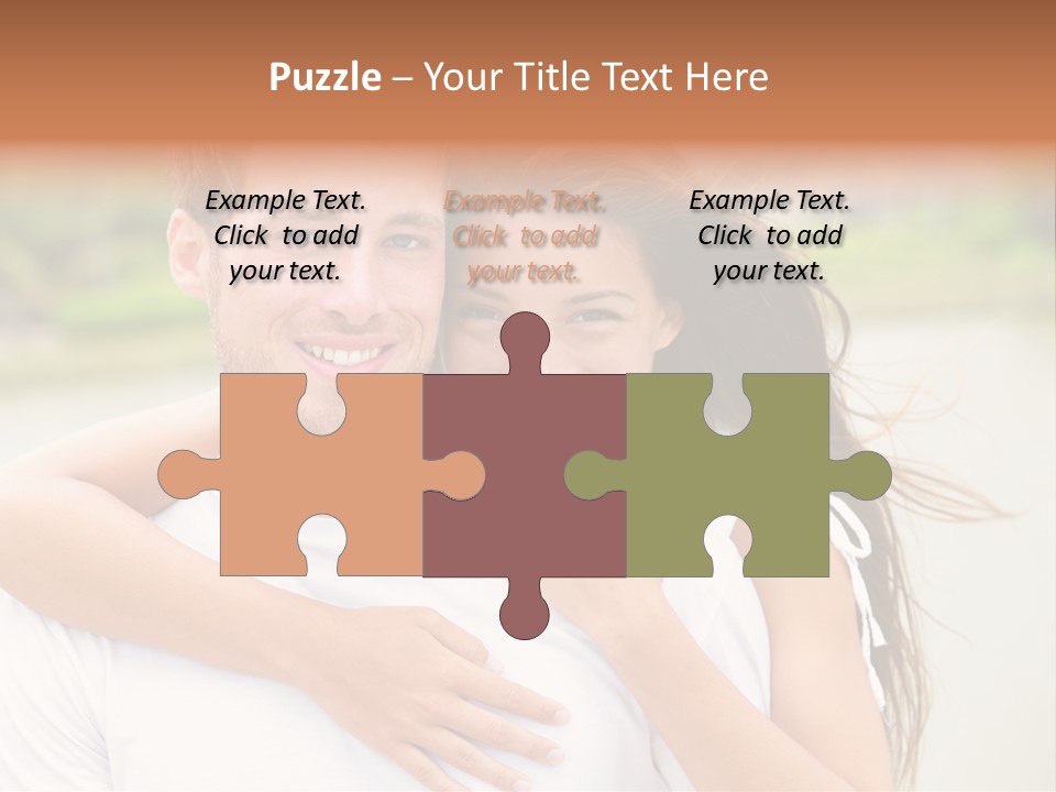 Young Couple Smiling Happy Portrait PowerPoint Template