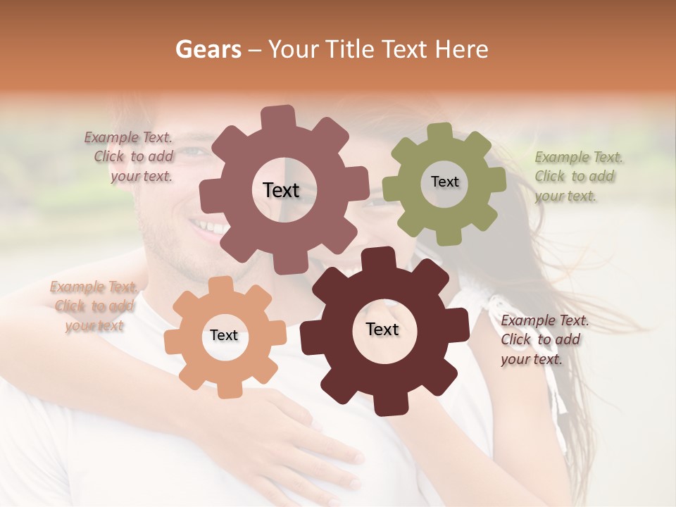 Young Couple Smiling Happy Portrait PowerPoint Template