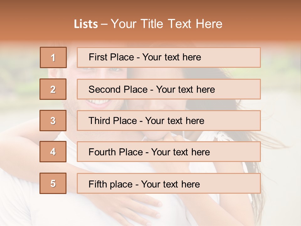 Young Couple Smiling Happy Portrait PowerPoint Template