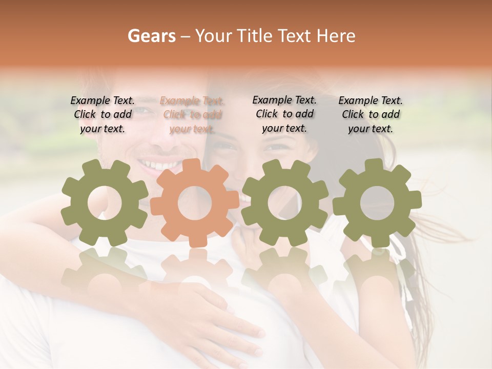 Young Couple Smiling Happy Portrait PowerPoint Template