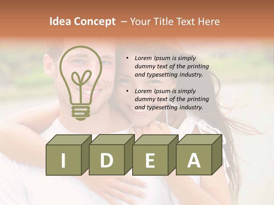Young Couple Smiling Happy Portrait PowerPoint Template