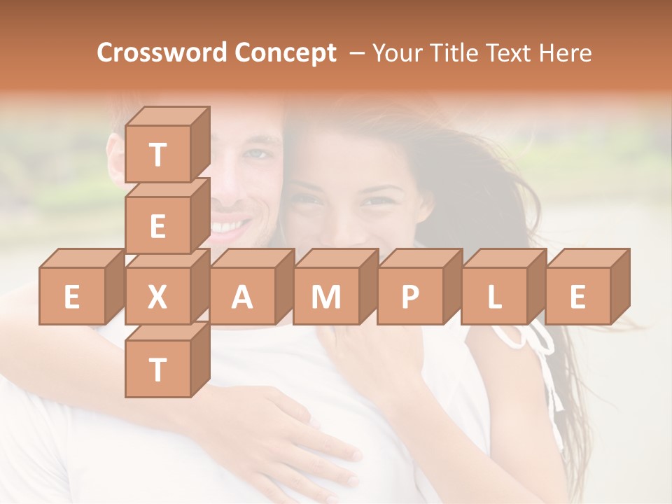 Young Couple Smiling Happy Portrait PowerPoint Template