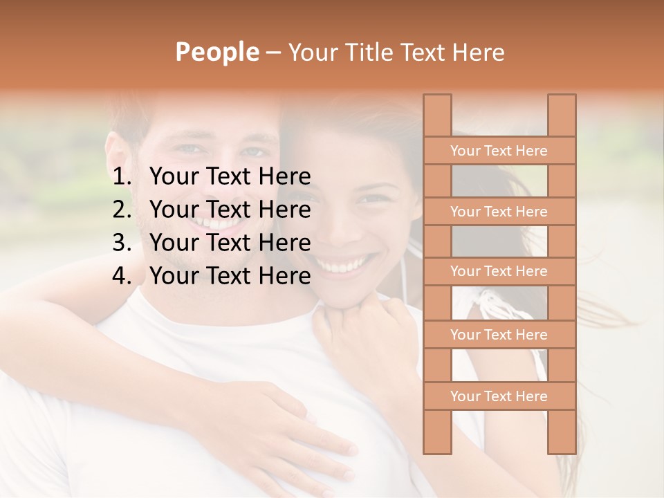 Young Couple Smiling Happy Portrait PowerPoint Template