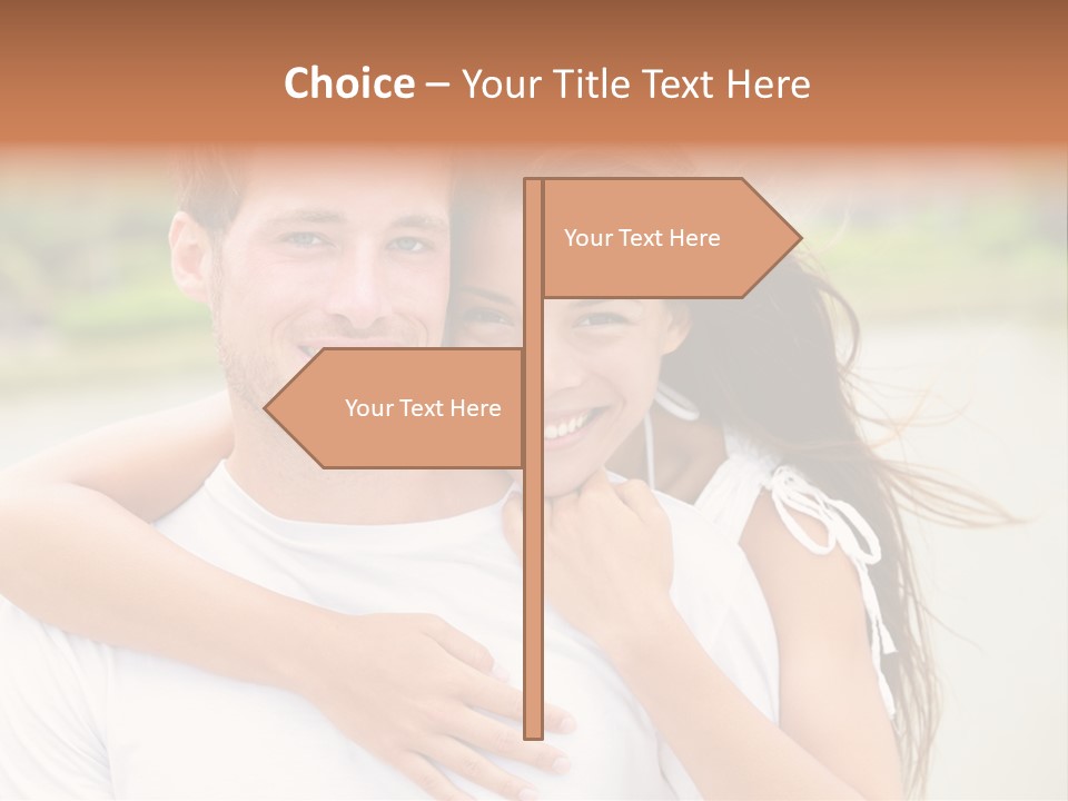 Young Couple Smiling Happy Portrait PowerPoint Template