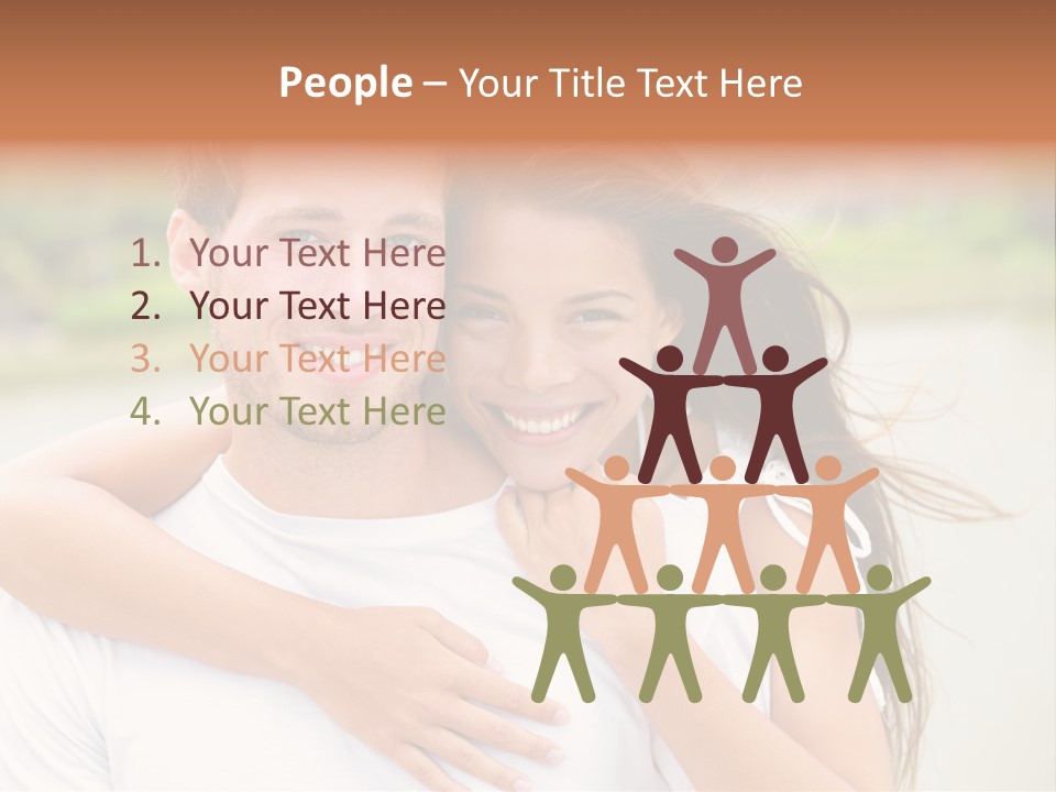 Young Couple Smiling Happy Portrait PowerPoint Template