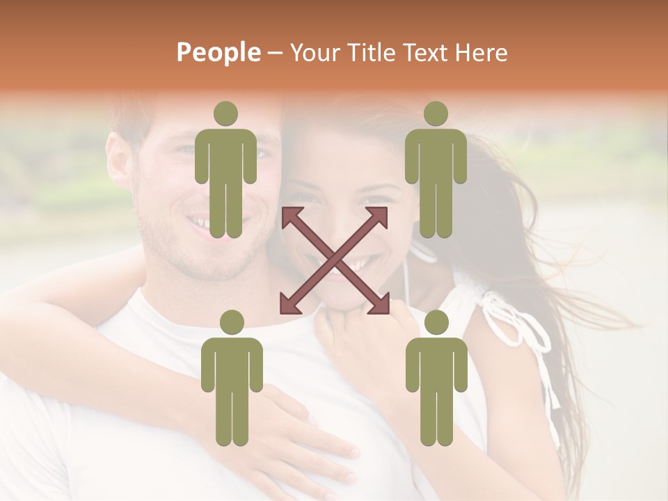 Young Couple Smiling Happy Portrait PowerPoint Template