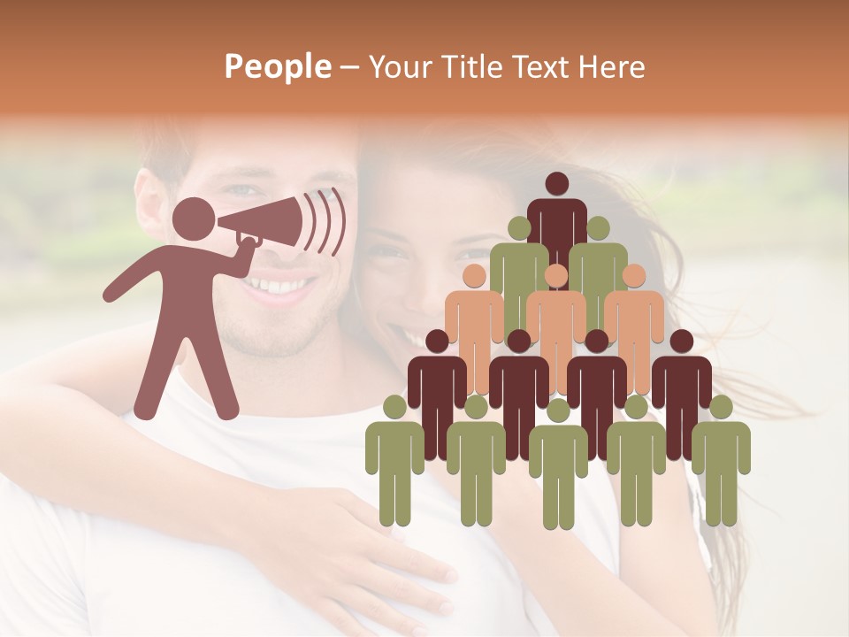 Young Couple Smiling Happy Portrait PowerPoint Template