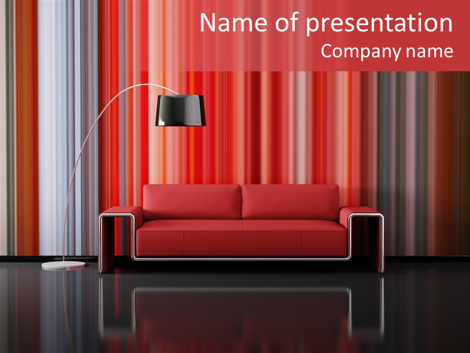 Modern Interior With Red Sofa PowerPoint Template