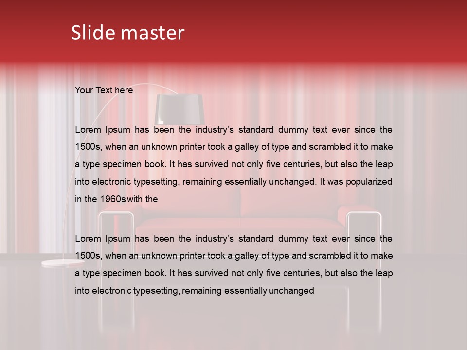 Modern Interior With Red Sofa PowerPoint Template