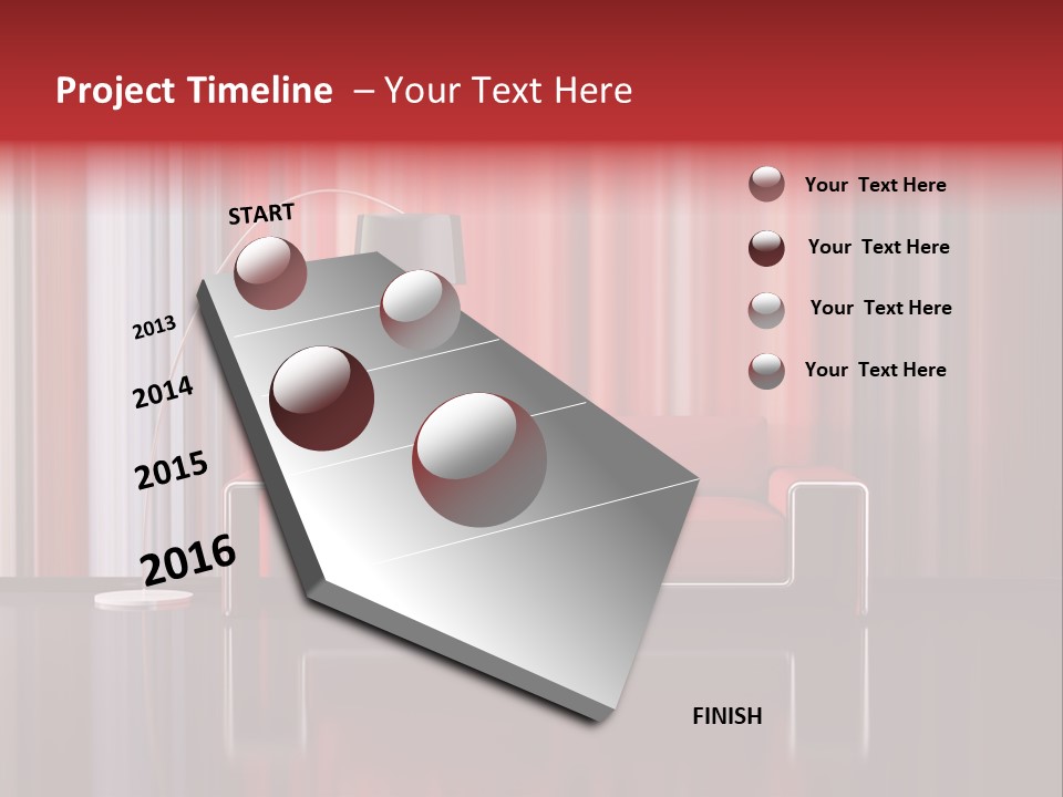 Modern Interior With Red Sofa PowerPoint Template