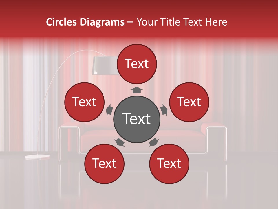 Modern Interior With Red Sofa PowerPoint Template