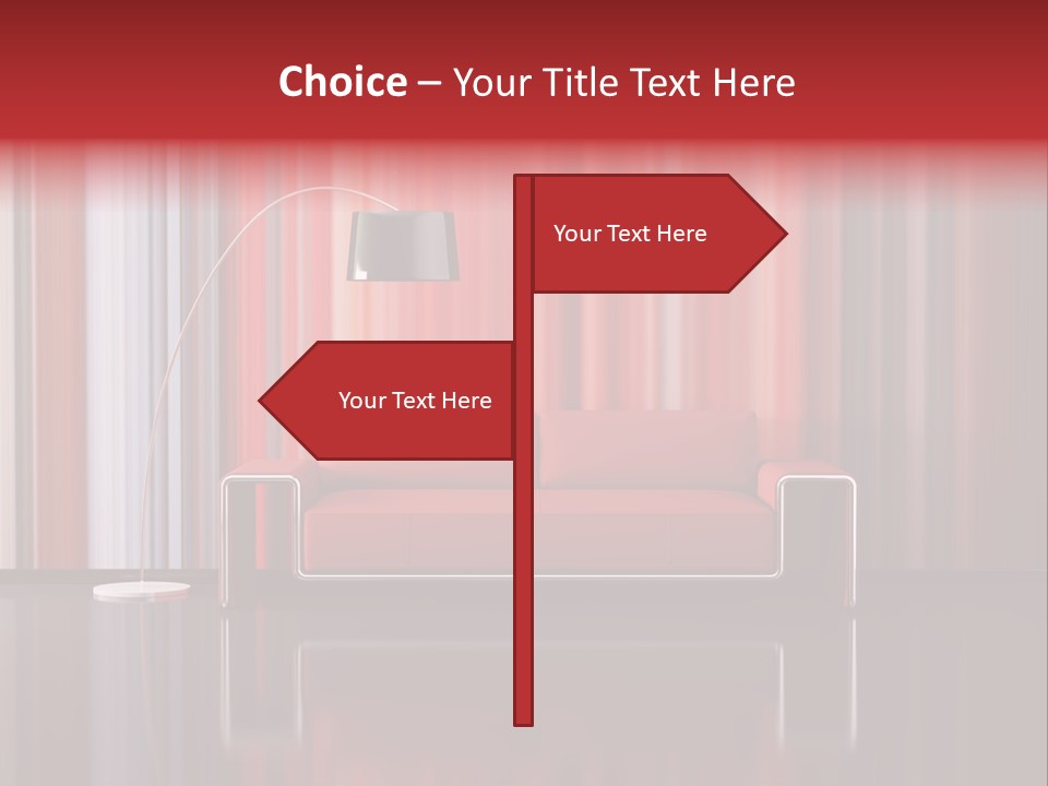 Modern Interior With Red Sofa PowerPoint Template