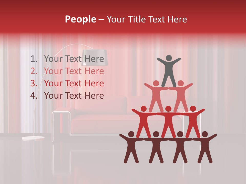 Modern Interior With Red Sofa PowerPoint Template
