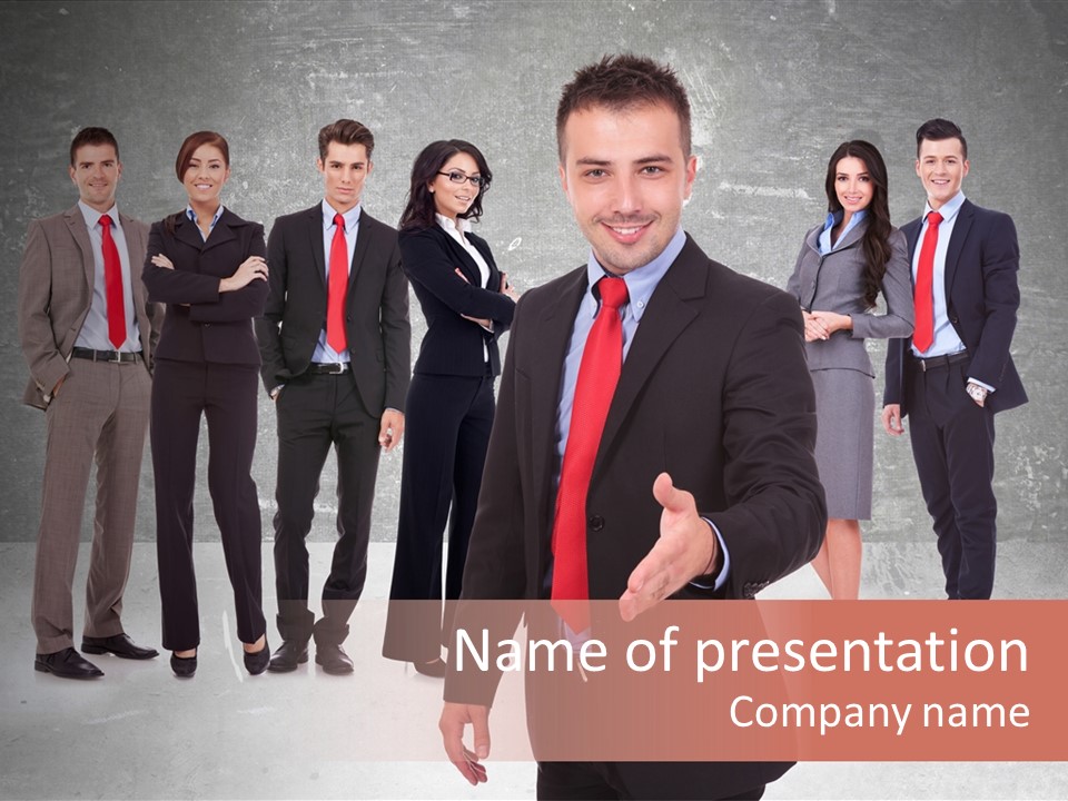 Young Business Man Welcoming To The Team PowerPoint Template