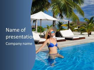 Woman At Poolside PowerPoint Template