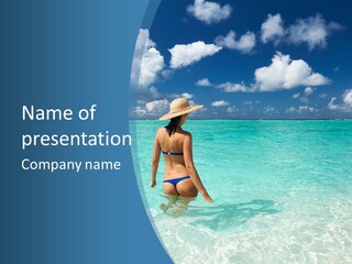 Woman At Beach PowerPoint Template