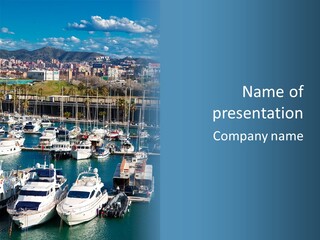 Yachts Lying At Port Vell. Barcelona PowerPoint Template