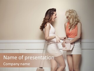 Laughing Alluring Girlfriends With Y Legs PowerPoint Template