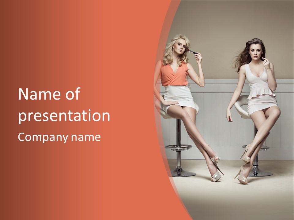 Two Young Ladies Doing Make Up PowerPoint Template