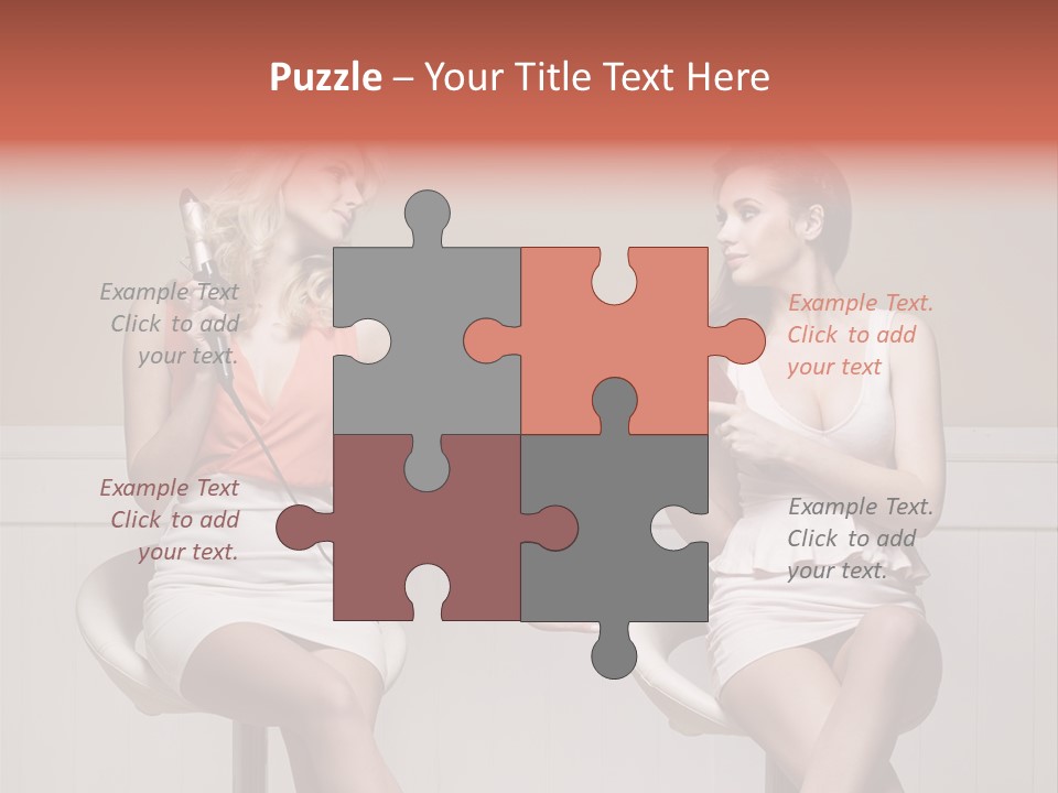 Two Distinguished Girlfriends During Preparing To The Party PowerPoint Template