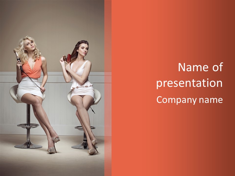 Two Young Ladies Taking Care Of Their Hair PowerPoint Template