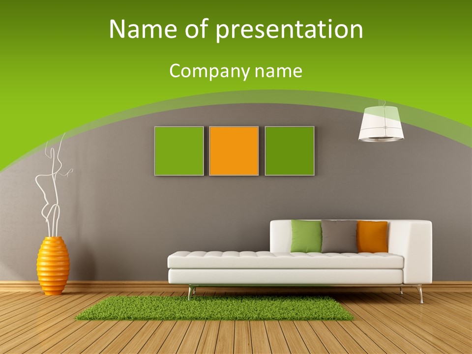 Colorful Modern Living Room PowerPoint Template