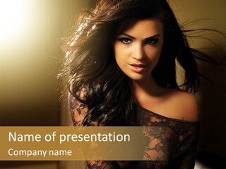 Beautiful Dark Haired Girl In Y Lingerie PowerPoint Template