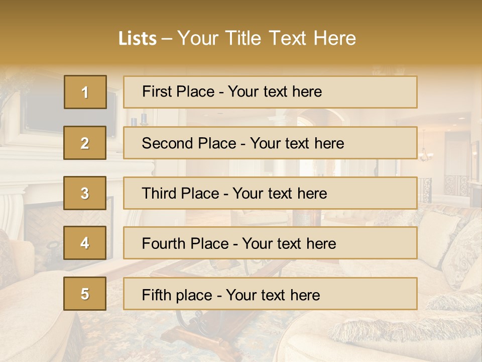 Beautiful Living Room In Luxury Home PowerPoint Template