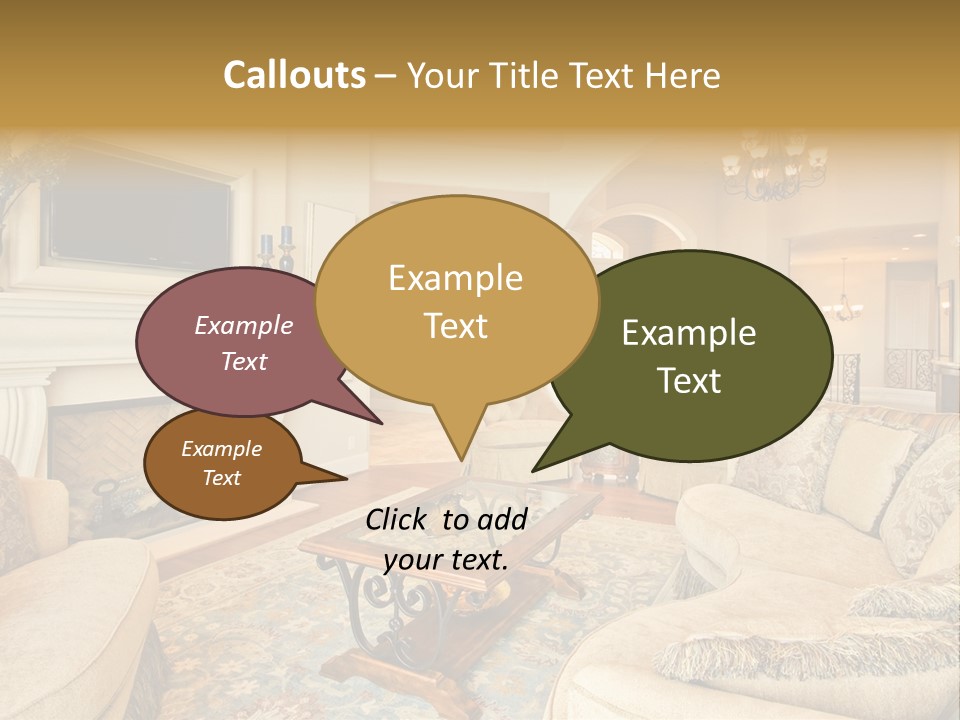 Beautiful Living Room In Luxury Home PowerPoint Template