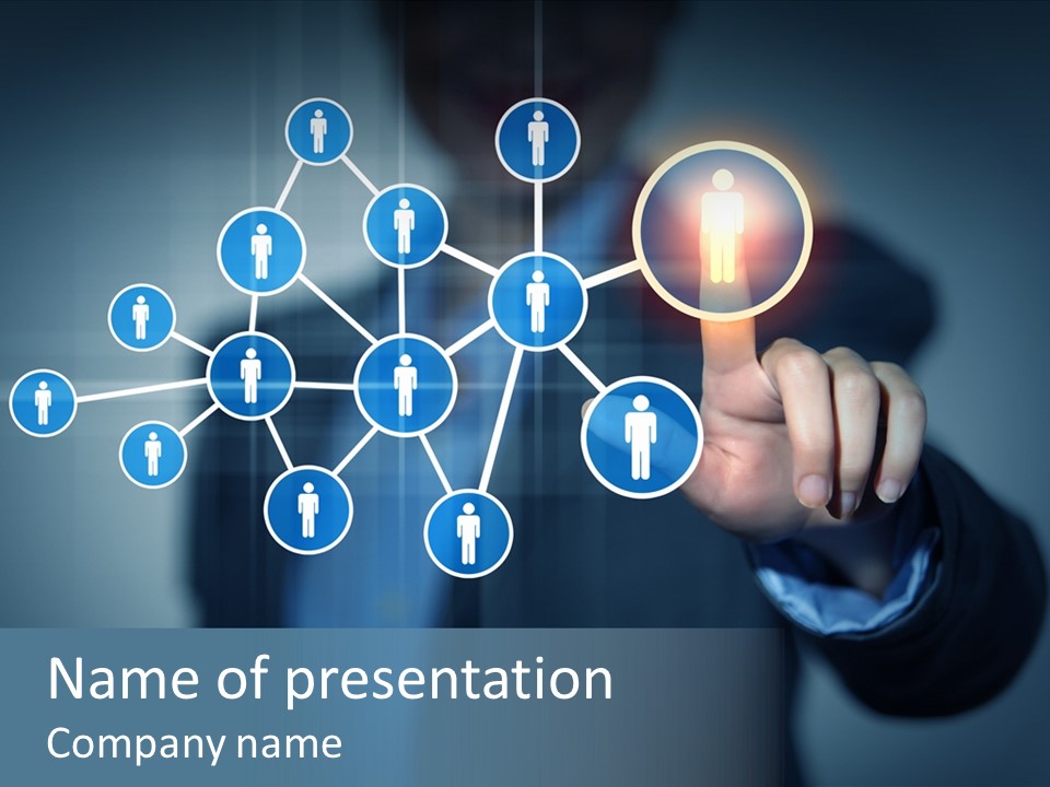 Image Of Female Touching Icon Of Social Network PowerPoint Template