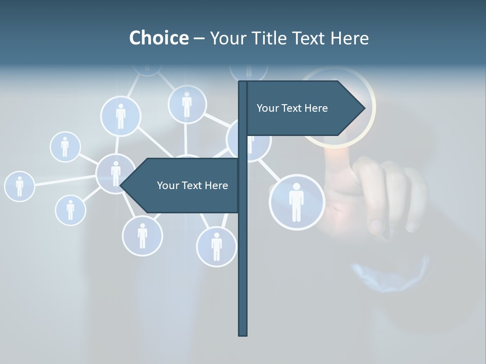 Image Of Female Touching Icon Of Social Network PowerPoint Template