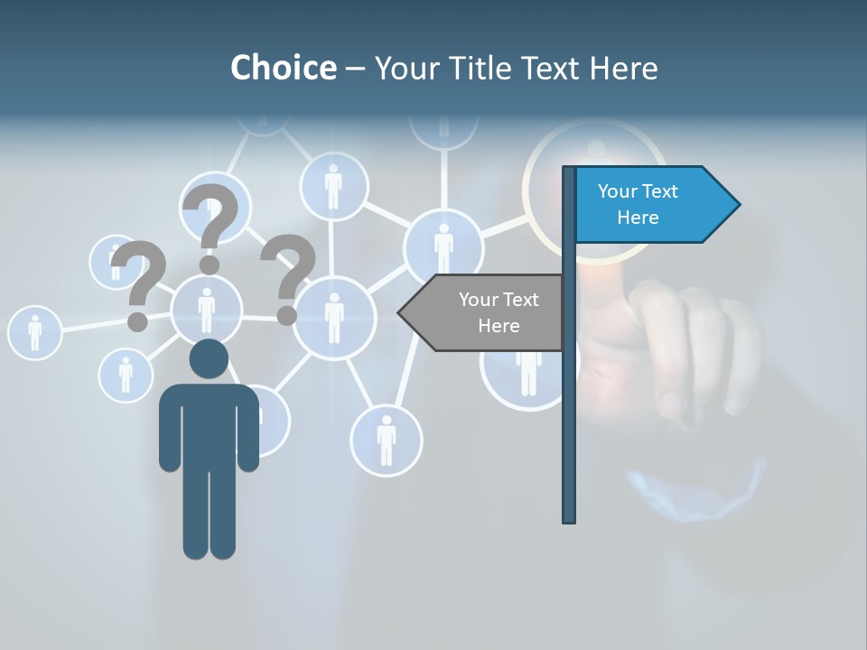 Image Of Female Touching Icon Of Social Network PowerPoint Template