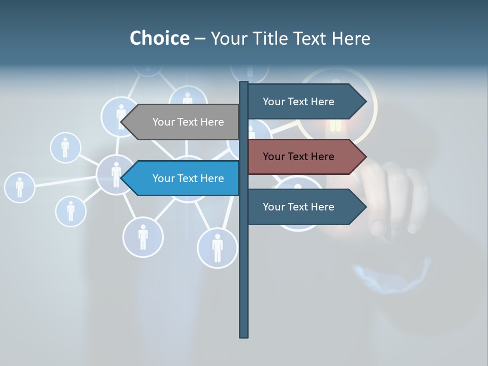 Image Of Female Touching Icon Of Social Network PowerPoint Template