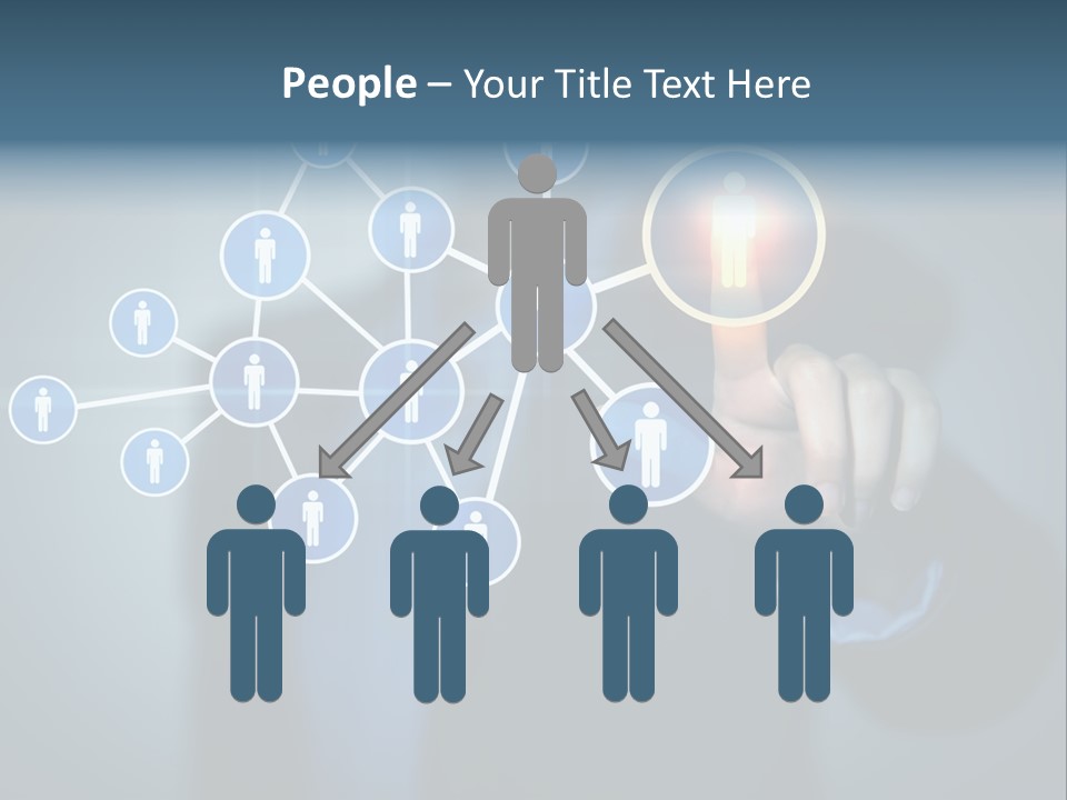 Image Of Female Touching Icon Of Social Network PowerPoint Template