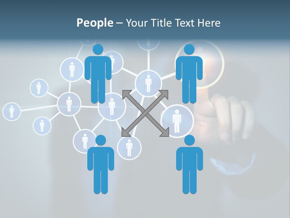 Image Of Female Touching Icon Of Social Network PowerPoint Template