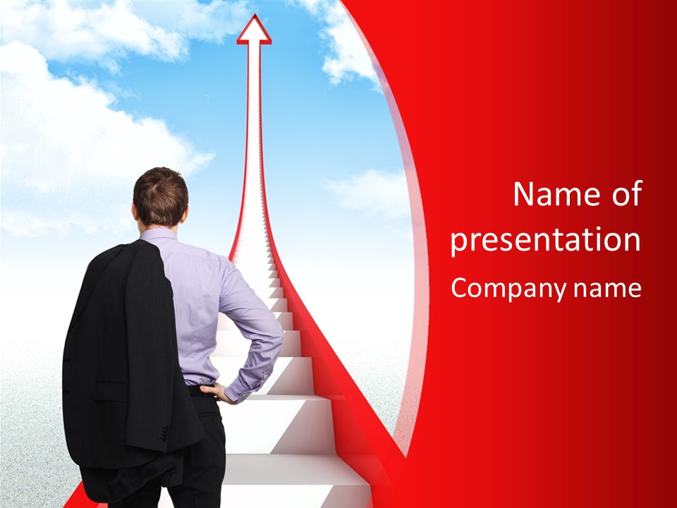 Clouds Worker Red PowerPoint Template