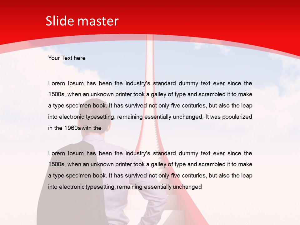 Clouds Worker Red PowerPoint Template