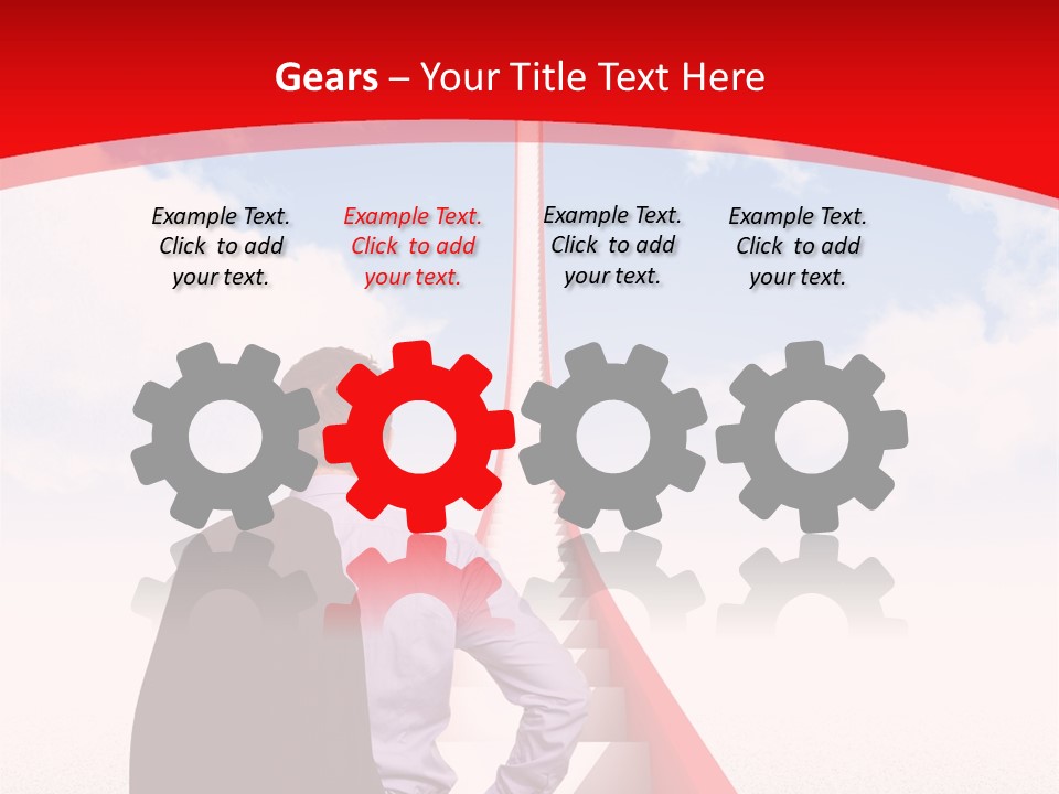 Clouds Worker Red PowerPoint Template