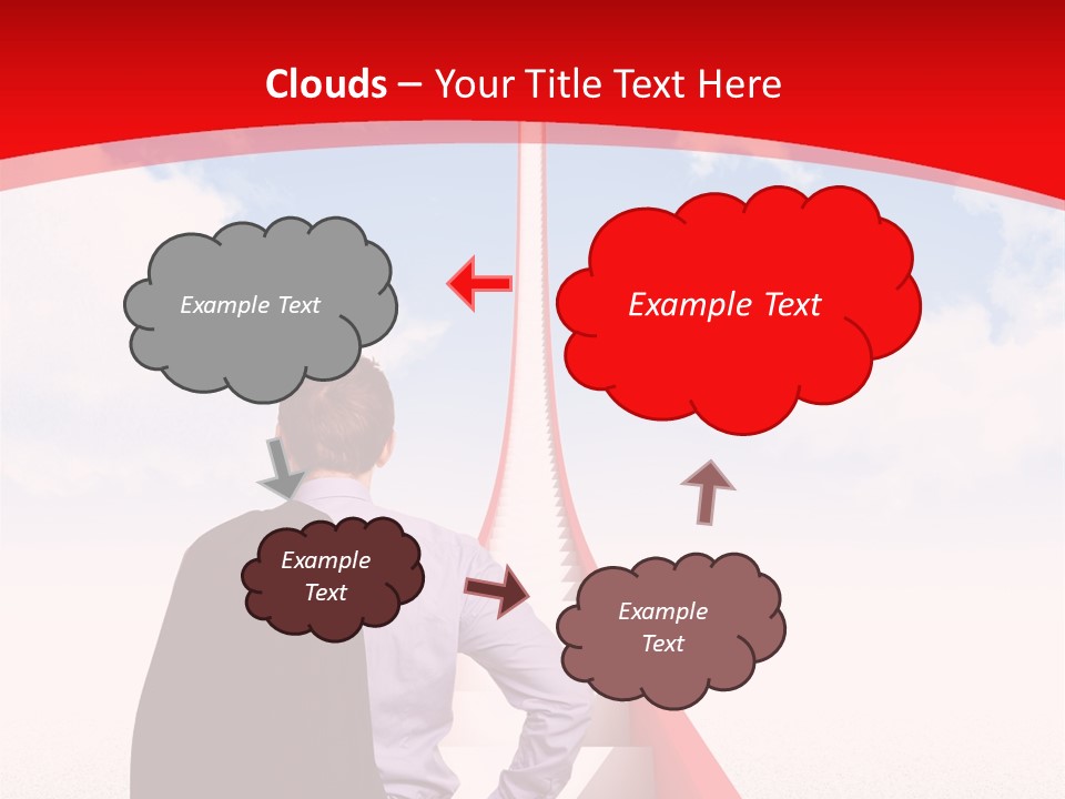 Clouds Worker Red PowerPoint Template